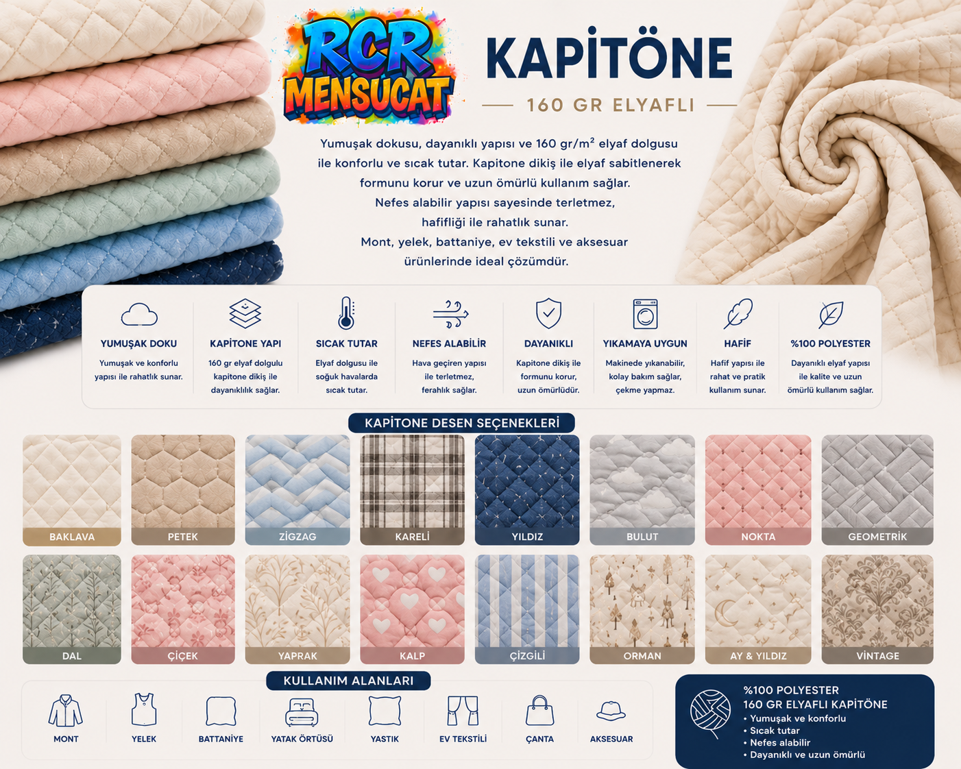 Kapitöne — 160 gr elyaflı