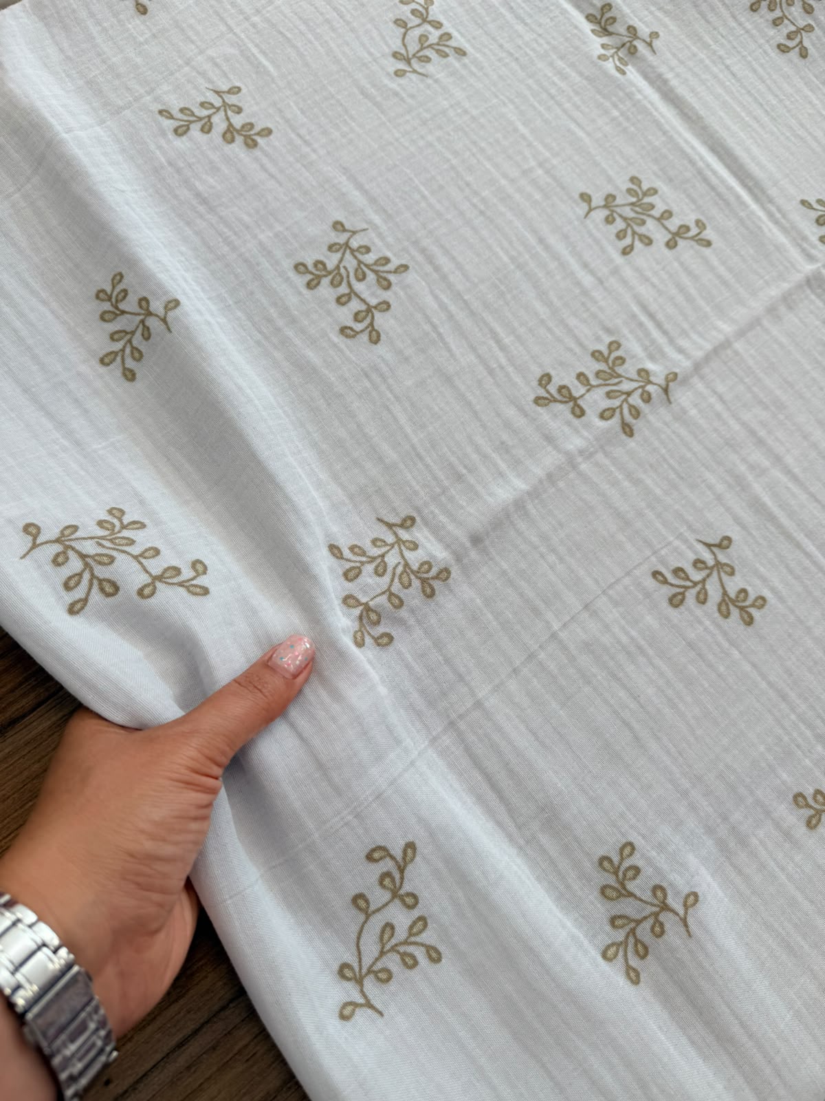 Gri Müslin Nakışlı Kumaş | İki Katlı %100 Pamuk 150 cm En