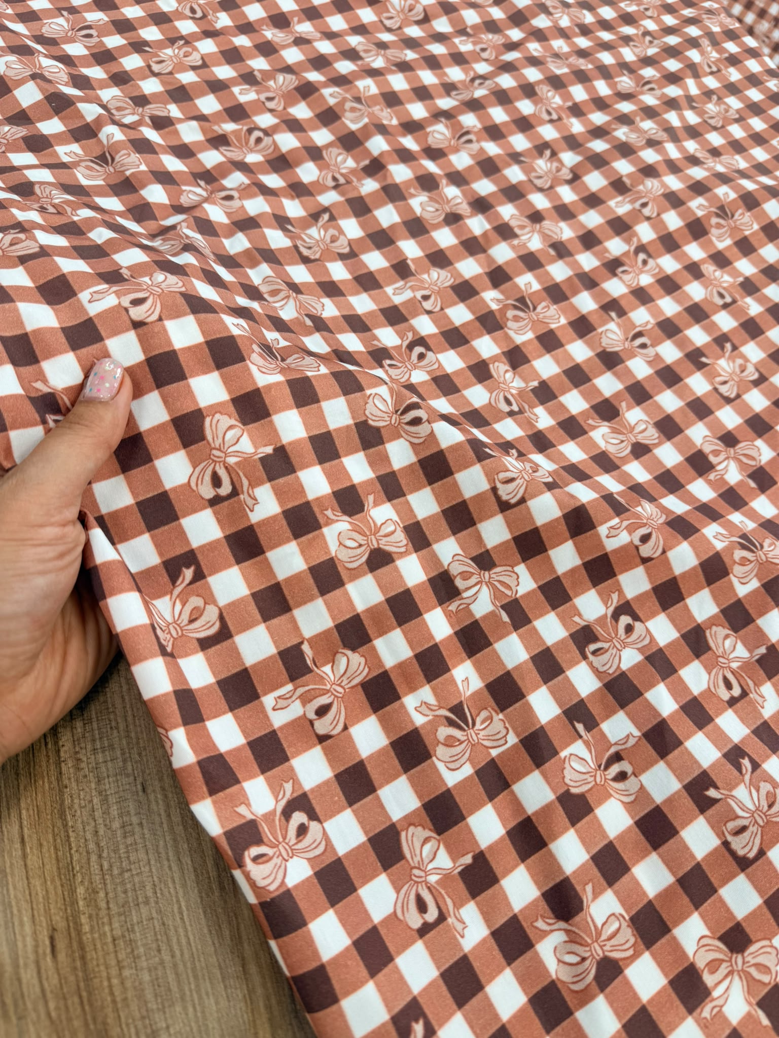 Kiremit Pötikare Fiyonk Desenli Poplin Kumaş | %100 Pamuk 150 cm En